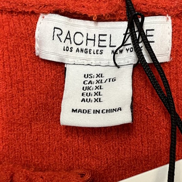 Rachel Zoe Sweater Blazer XL Orange Braided Trim Button Front Cardigan Career - Picture 4 of 10